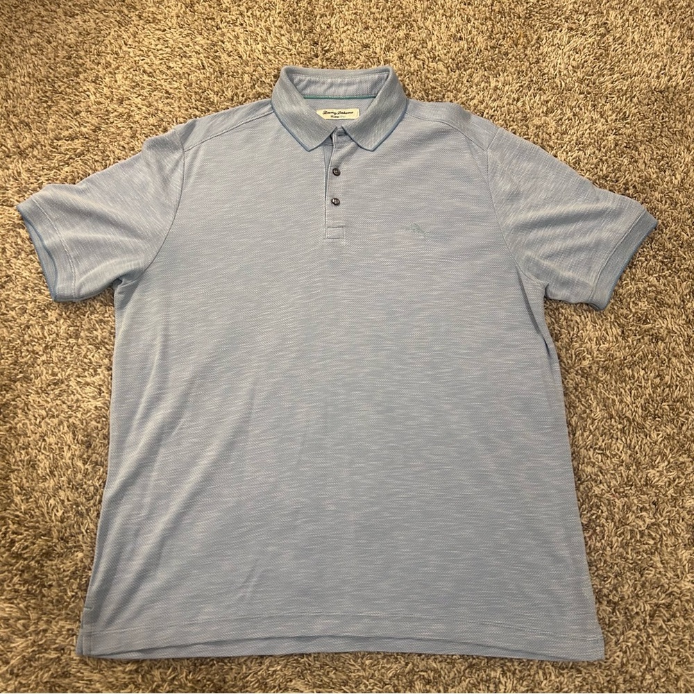 Tommy Bahama Island Zone Polo Shirt Mens Large Blue Golf Shirt